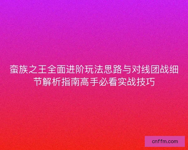 蛮族之王全面进阶玩法思路与对线团战细节解析指南高手必看实战技巧