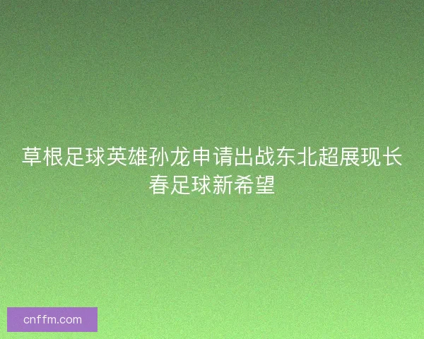 草根足球英雄孙龙申请出战东北超展现长春足球新希望
