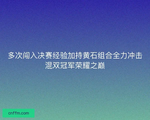 多次闯入决赛经验加持黄石组合全力冲击混双冠军荣耀之巅